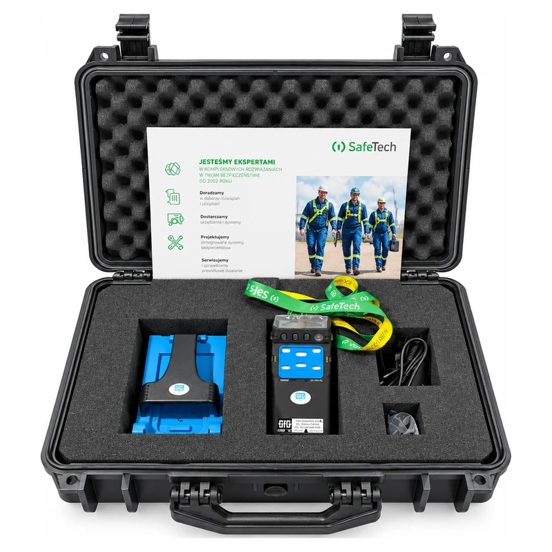 GfG Polytector III G999P w walizce transportowej — komplet ze stacją ładującą i smyczą