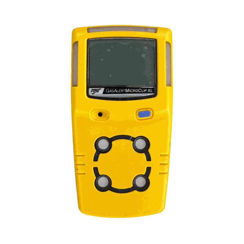 Honeywell GasAlertMicroClip XL — detektor 4-gazowy — ujęcie z przodu, wyświetlacz i klawisze